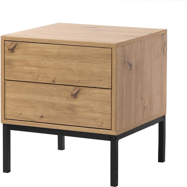 Casâme Nachttisch mit 2 Schubladen, Eichenoptik, Höhe 50 cm - LENNY - Eiche – Bild 3
