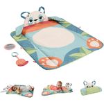 FISHER-PRICE Rolli-Roll Panda Spielmatte - Große 3-in-1 Spielmatte zum Mitnehmen, kontrastreiches Muster, Knisterspielzeug und Spiegel, 90 % recylcled, FSC-zertifizierten Verpackung HKD65