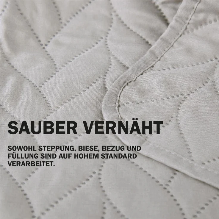 Tagesdecke XL (140x210 cm) mit wattierter Zwischenlage (Grau) Bettüberwurf - ÖKO-Tex 100, Sommerdecke gesteppt - Steppdecke, Wendedecke – Bild 5