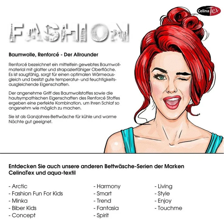 CelinaTex Bettwäsche Fashion Bettgarnitur Renforcé Reißverschluss 200x200cm Legra, Baumwolle, 3 teilig – Bild 3
