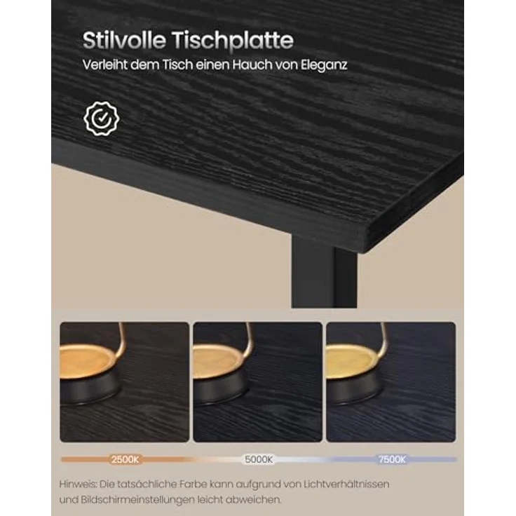 VASAGLE Schreibtisch, L-förmiger Computertisch, 140 x 140 x 76 cm, Eckschreibtisch, platzsparender Bürotisch, Gaming, Homeoffice, einfacher Aufbau, ebenholzschwarz-tintenschwarz LWD073B56V1 – Bild 7