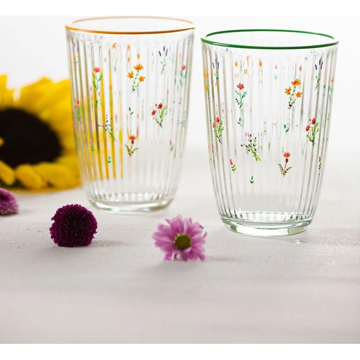Hermia Concept 'Botanical 395' Gläser-Set (4-teilig), Gelb / Grün, 8,5 x 8,5 x 12 cm, 395 ml – Bild 1
