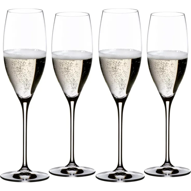Riedel Vinum Champagner Glas, 4er Set, Champagnerglas, Sektglas, Sekt Gläser, hochwertiges Glas, 230 ml, 5416/48-1