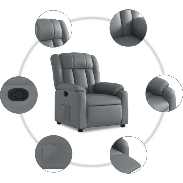 vidaXL Relaxsessel Grau Kunstleder 373563 – Bild 7