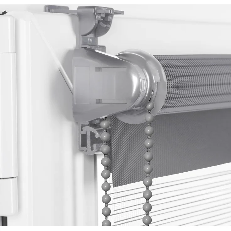 Doppelrollo Klemmfix ohne Bohren 85x210 cm Grau Duo Rollo Klemmrollo Sonnenschutzrollo Fensterrollo für Fenster & Türen Zebrarollo Seitenzugrollo – Bild 2
