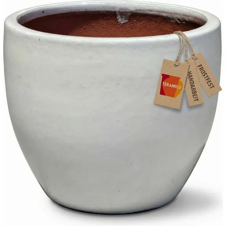 Teramico Blumentopf Pflanzgefäß Keramik "EGG-POT" Jade + Weiß - Ø 21 - 38 cm Frostfest (1 St), Frostfest, UV-Fest
