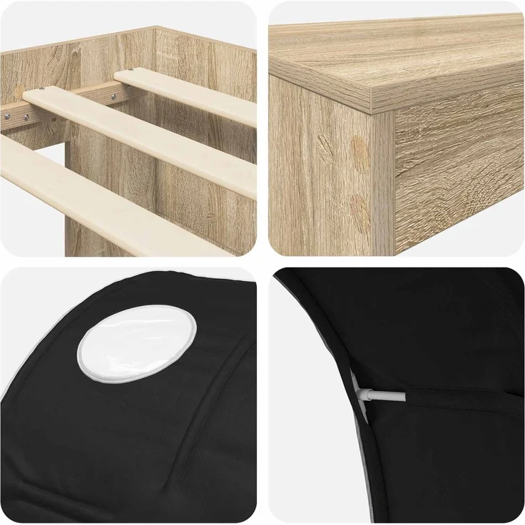 vidaXL Bett mit Tunnel 3 Stk. Artisian Eiche und Schwarz Holzwerkstoff 3423664 – Bild 9
