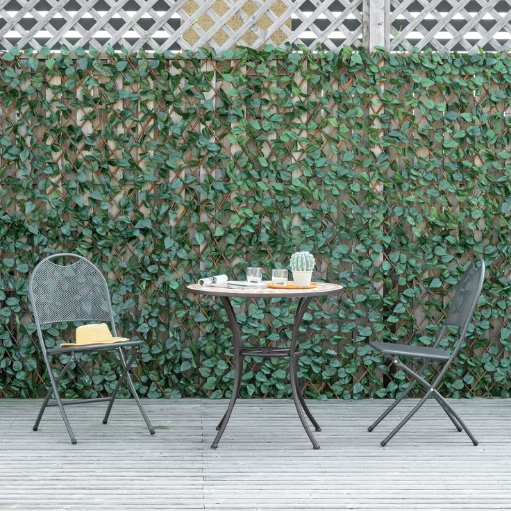 4er-Set künstliche Efeu-Hecken, dehnbare Wandblätter als Sichtschutz aus Polyester-Weide, 200 x 100 cm, grün – Bild 3