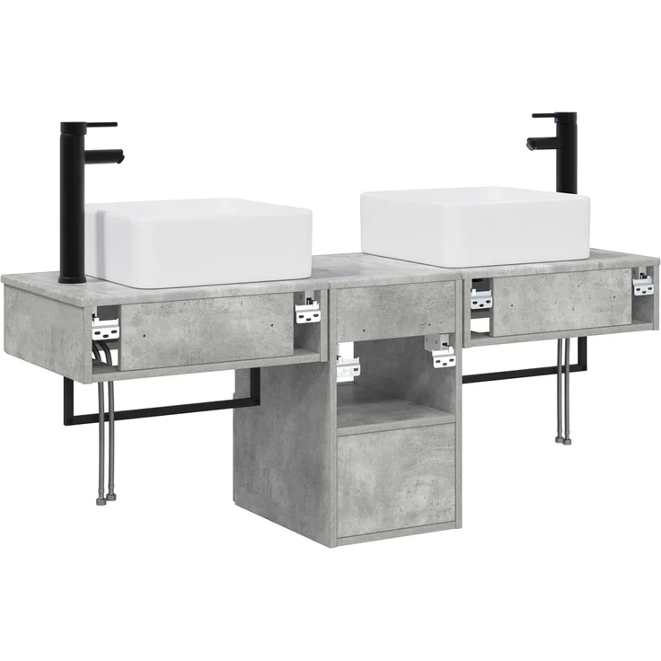 vidaXL Badezimmerschrank-Set 3 stk. Betongrau 130 x 41 x 80 cm 3405600 – Bild 8