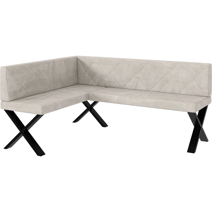 MEBLINI Eckbank für Esszimmer - Küchenbank - Essecke - Sitzecke Küche - ERIC - X-Beine 128x168x87cm Links - Beige Samt