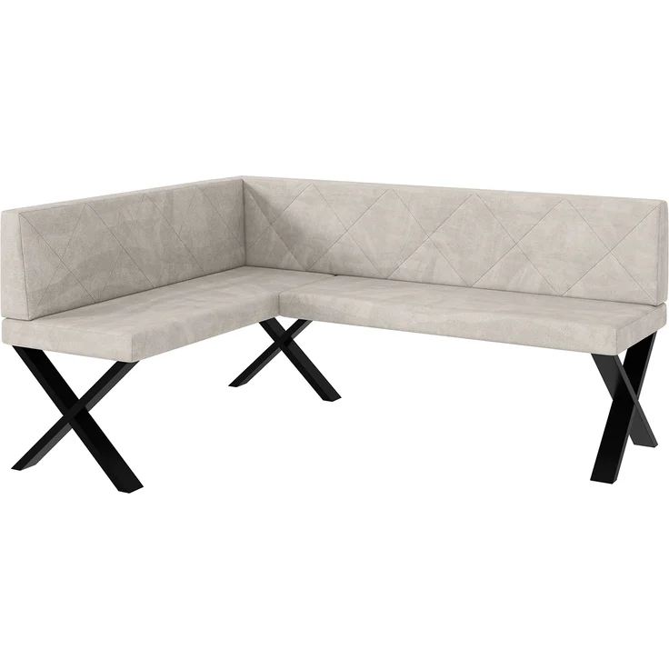 MEBLINI Eckbank für Esszimmer - Küchenbank - Essecke - Sitzecke Küche - ERIC - X-Beine 128x168x87cm Links - Beige Samt – Bild 1