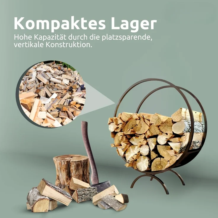 DELUKE® Brennholzregal innen Metall FUSI | Rund, Schwarz | Kaminholzständer Feuerholzregal Kaminholzhalter Holzständer Holzhalter innen Holzlager – Bild 6