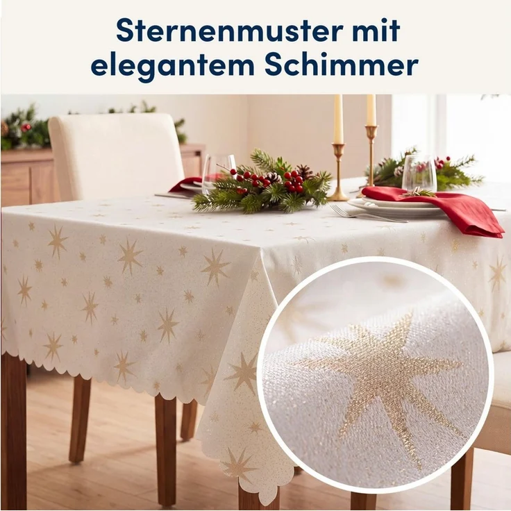 Stoffschmiede Tischdecke Weihnachten Sterne - Lurex Glanz - Versch. Größen & Farben, Lurex Glanz – Bild 3