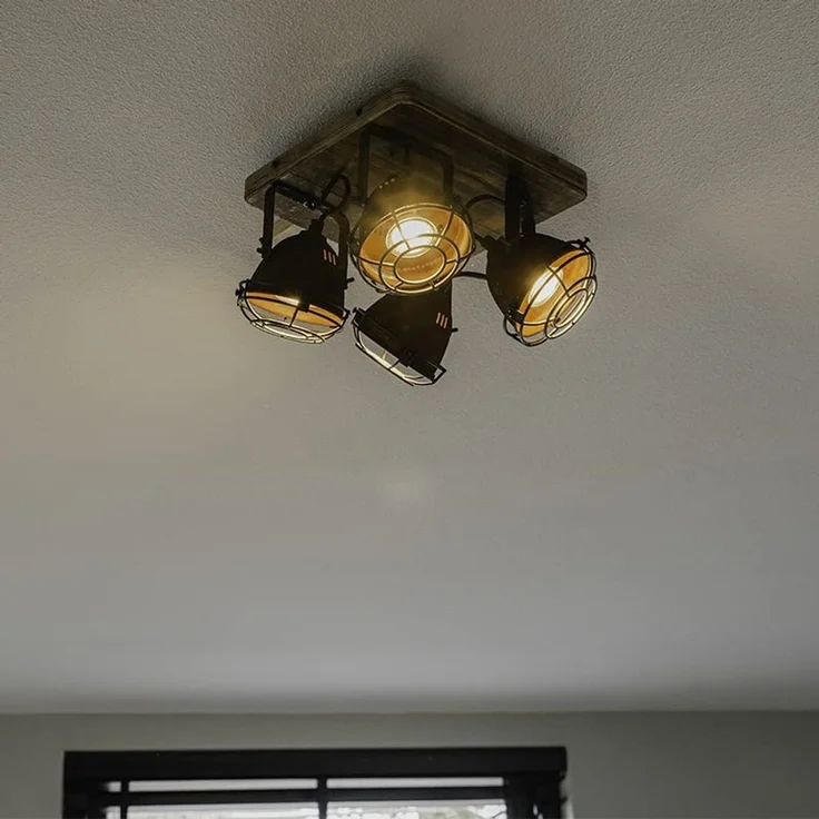 Qazqa LED Aufbaustrahler Gina, ohne Leuchtmittel, GU10, Rostbraun, Industrie, Stahl, 4-flammig – Bild 2