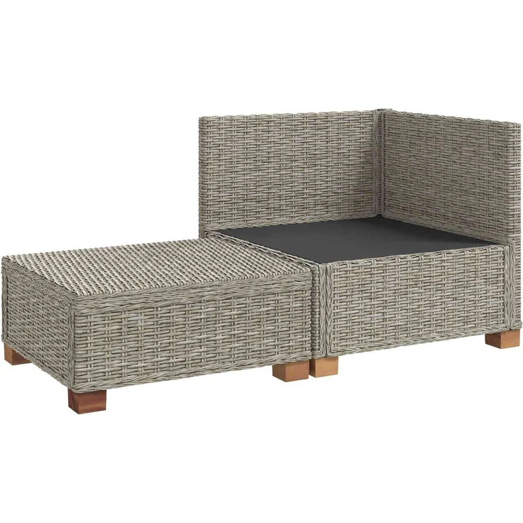 vidaXL 2 Stk. Rattan-Lounge-Set mit Kissen GENDT Naturrattan Kubu Grau 42034404 – Bild 4