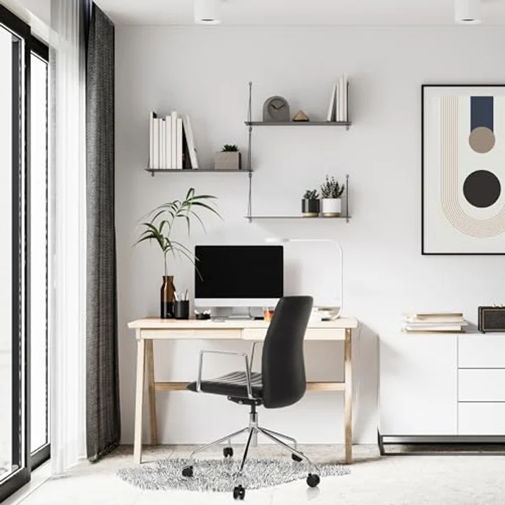 MID.YOU Drehstuhl, Schwarz, Drehstuhl aus Lederlook mit Armlehnen, 58x93 - 101x59 cm – Bild 2