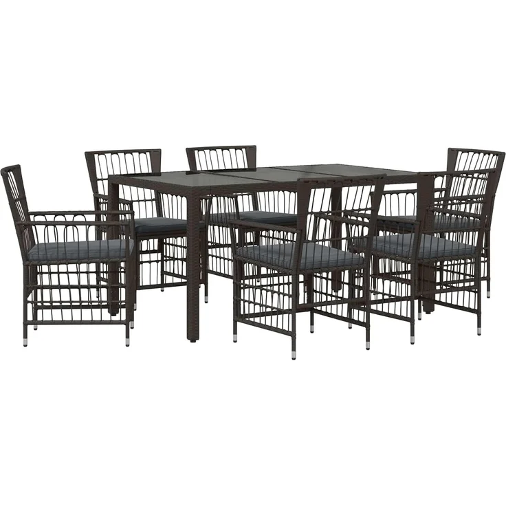 vidaXL Outdoor-Essgruppe 7 stk. Schwarz Poly-Rattan 3448937 – Bild 1