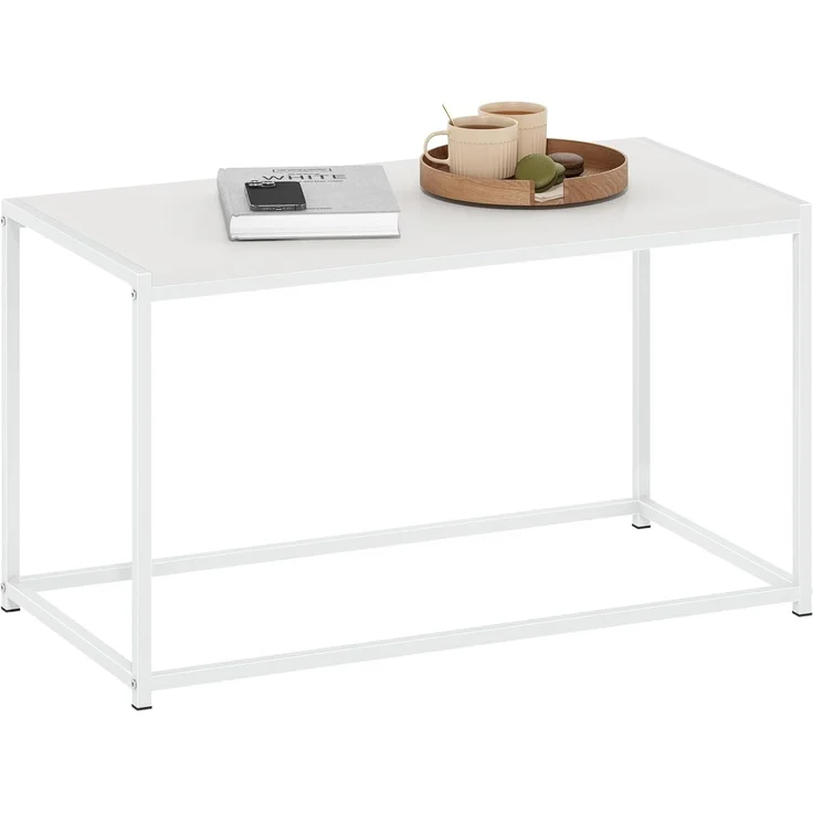 Furinno Camnus Modern Living Couchtisch, Solides Weiß/Weiß