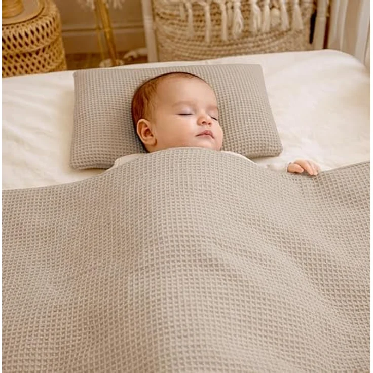 Babynestchen Neugeborene – 5-teiliges Baby Set mit Babynest aus Waffelpique Baumwolle – Nestchen Baby für Babybett & Kinderbett – Babykokon Tragbar – OEKO-TEX zertifiziert – Zubehör Babybett - Braun – Bild 9