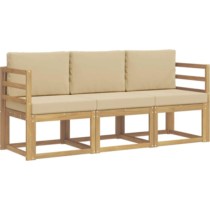 vidaXL Outdoor-Sofagarnitur 3 stk. Weiß und Beige 185,5 x 63 x 73 cm 3387162 – Bild 2