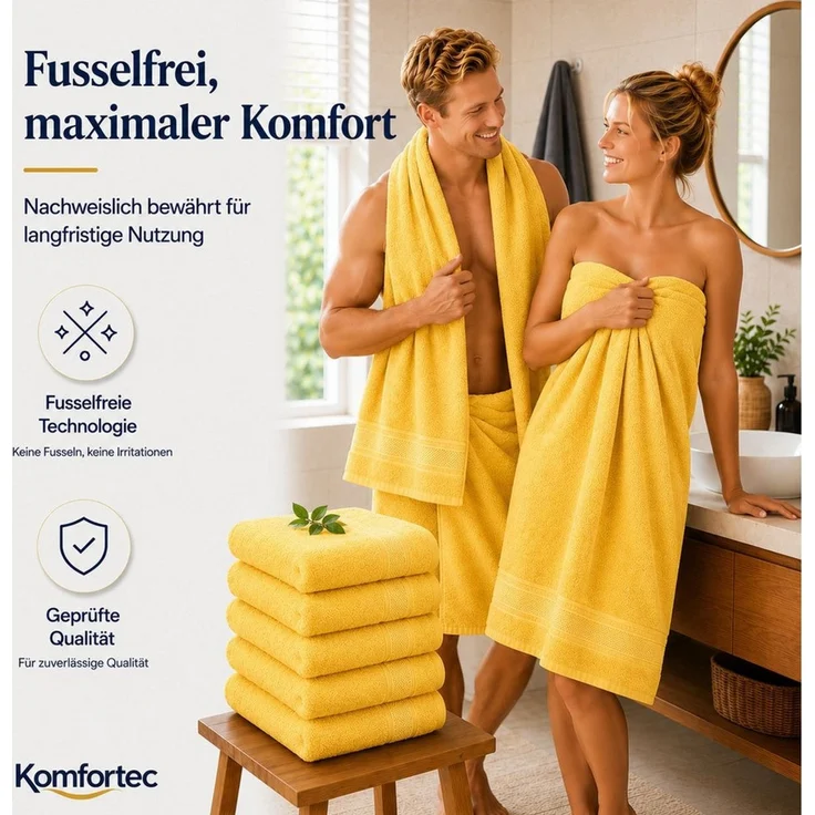 Komfortec Badetücher 70x140 cm, 100% Baumwolle, 470 g/m², Frottee (2-St), Handtücher 70x140 cm Set, Weich – Bild 4