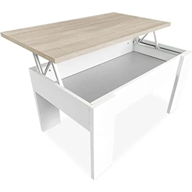 Somnia Descanso Somnia – Erhöhter Couchtisch, Wohnzimmer- oder Esstisch, weiße Oberfläche mit Cambria-Platte, Maße: 90 cm (Breite) x 50 cm (Tiefe) x 46–57 cm (Höhe) – Bild 6