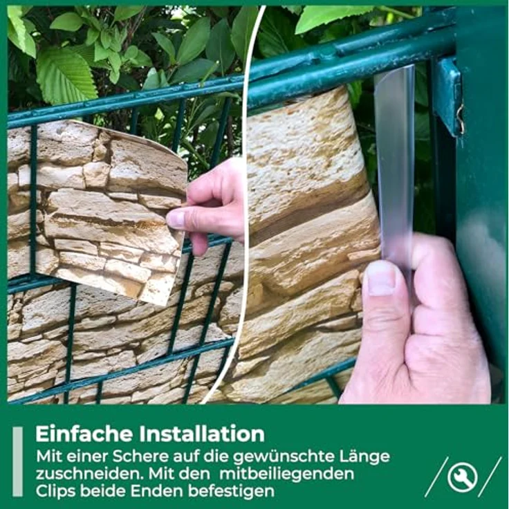 Sichtschutzstreifen Zaun 35 m x 19 cm inkl. 20 Clips, Sichtschutz Zaunfolie PVC Sichtschutzstreifen Doppelstabmatten für Gartenzaun, Balkon/Diverse Farben – Bild 4