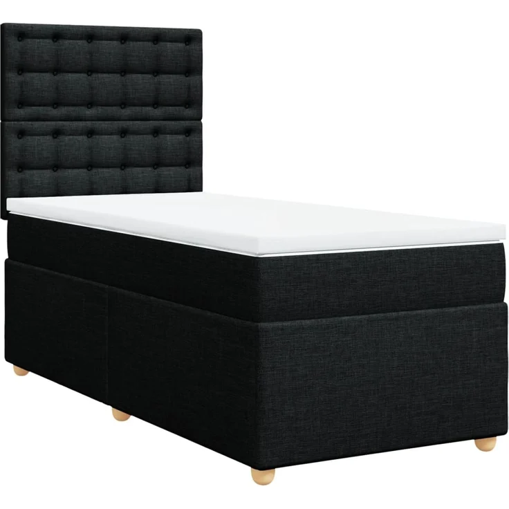 vidaXL Boxspringbett mit Matratze Schwarz 90x200 cm Stoff 3293479 – Bild 3