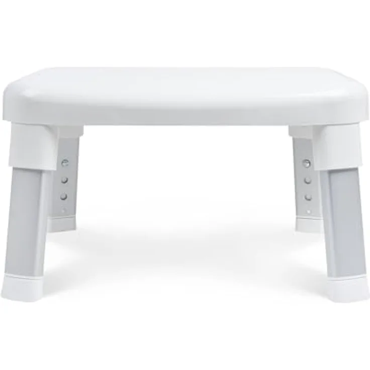 Weinberger Fußhocker Tritthocker Modell 43910, Höhenverstellbare Einstiegshilfe mit Anti-Rutsch-Funktion, moderne Badezimmerhilfe in Weiß für Senioren und Kinder