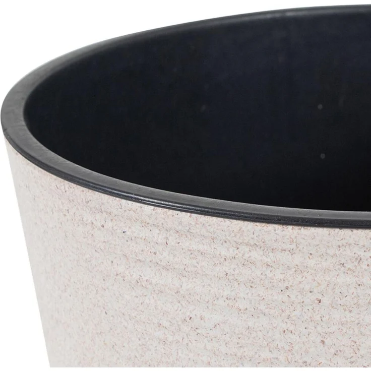 Pflanzgefäß LOCON GROOVE, creme Rillenoptik, Rillenoptik, Ø 25 x 25,5 cm Kunststoffgefäß mit Holzfaseranteil und Einsatz – Bild 5