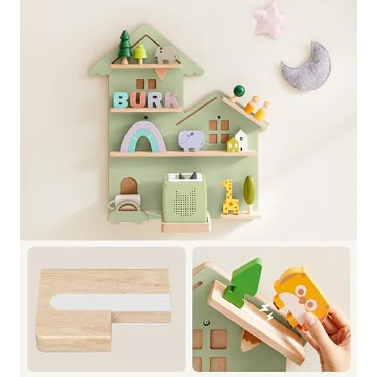 SONGMICS Regal für Toniebox, Wandregal für 35 Figuren, Kinderregal, einfache Montage, Kinderzimmer, Wohnzimmer, GKR801C10 – Bild 6