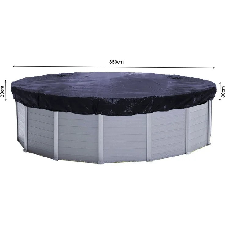 QUICK STAR Poolabdeckung Rund für 320-366 cm Pools | Planenmaß Ø 420 cm | Schwarz | Sommer & Winter Poolplane | Solar Abdeckplane 200g/m² PE Zweifach Beschichtete Abdeckung | Solarplane UV-Resistent