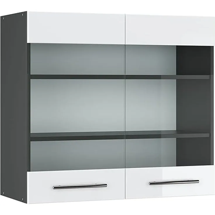 Küchenglasschrank Fame-Line Weiß Hochglanz 80 cm Vicco