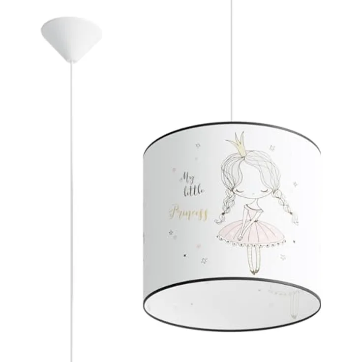 Sollux Lighting Pendelleuchte Princess 30, Kinderlampe mit Prinzessin-Motiv in Pink, 30 cm