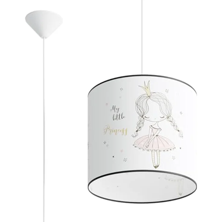 Sollux Lighting Pendelleuchte Princess 30, Kinderlampe mit Prinzessin-Motiv in Pink, 30 cm – Bild 1