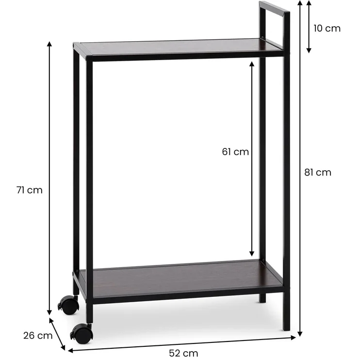 IDIMEX Servierwagen RIVO, Barwagen mit Rollen und 2 Ablagen, Beistellwagen modern Metall schwarz – Bild 3