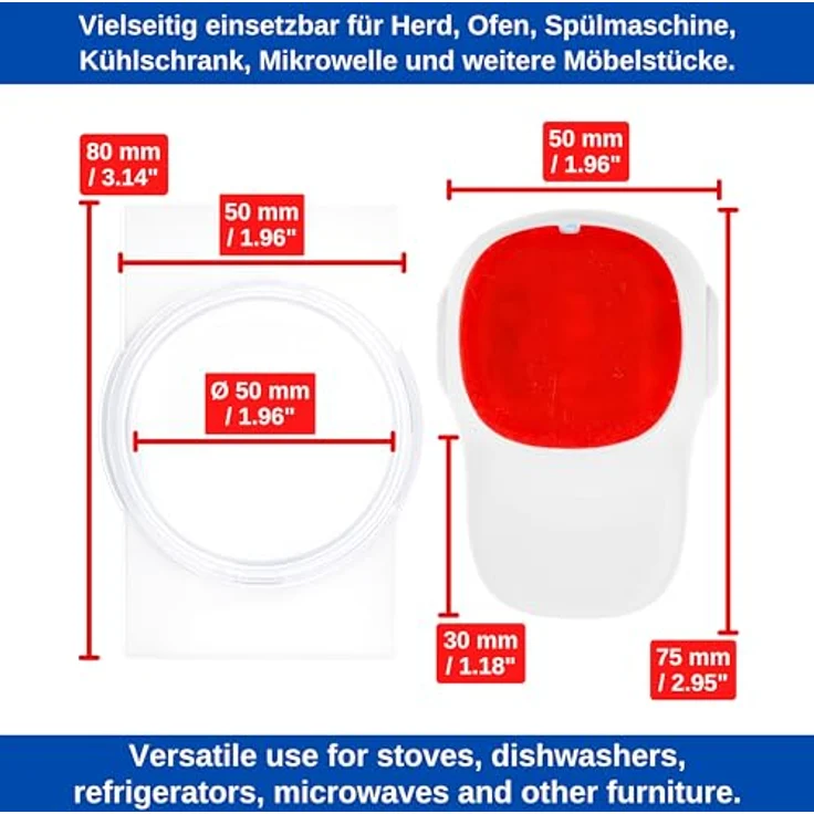 Herd Kindersicherung Set, für 6 Knöpfe, transparenter Kleber, mit Backofentür Kindersicherung in Weiss, für max. Ø 4,9 cm und 4 cm hohe Herdknöpfe mit min. 6,1 cm Abstand Mitte-Mitte, Herdschutz Kit – Bild 5