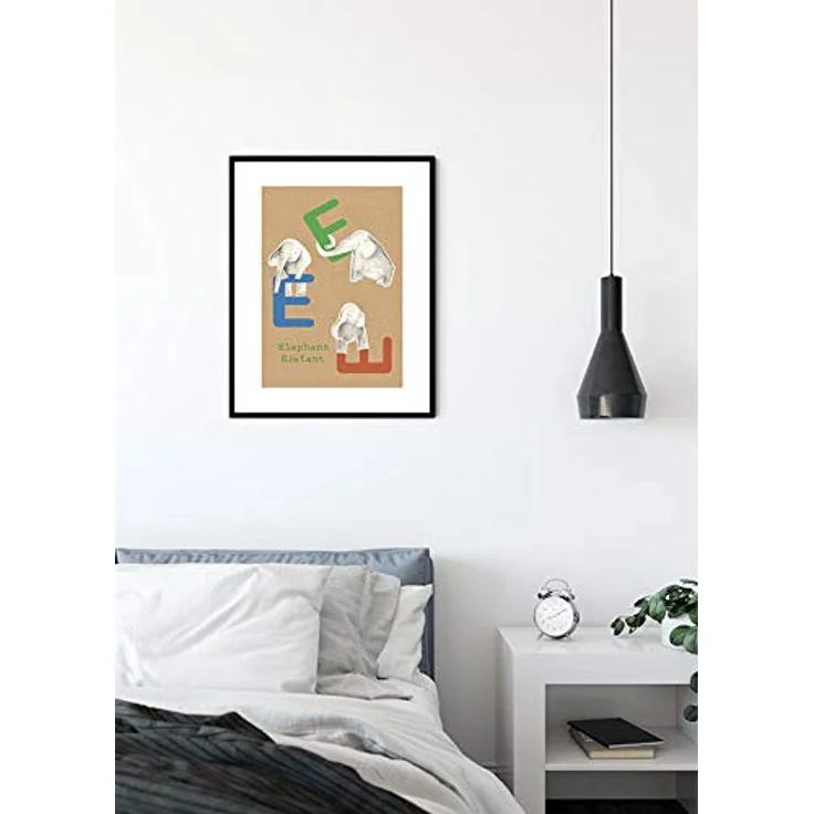 Komar ABC Animal E Wandbild, Kinderzimmer Dekoration mit Buchstaben, 50 x 70 cm, ohne Rahmen, fotorealistischer Kunstdruck aus deutschem Premium-Poster Fotopapier – Bild 3