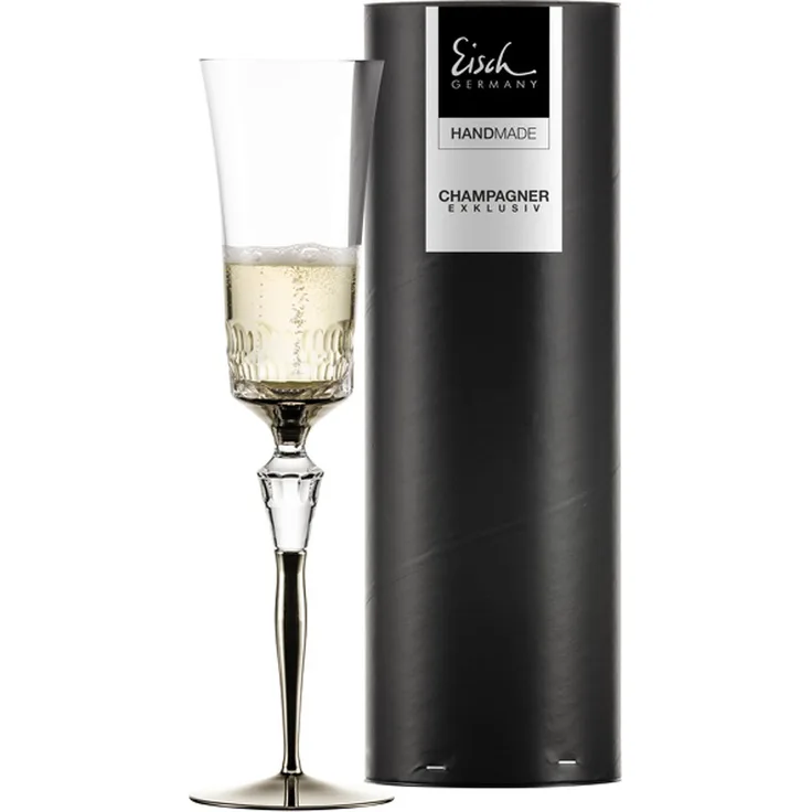 Eisch Champagnerglas 596/75 platin in Geschenkröhre Champagner Exklusiv