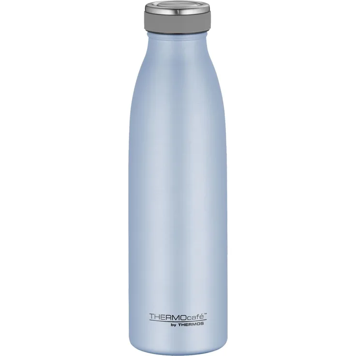 THERMOcafé by THERMOS TC BOTTLE pastell blau matt 0,50l, Edelstahl Isolierflasche kohlensäurefest, 12h heiß 24h kalt, Auslaufsicher, für Schule, Unterwegs & Büro, Pastel Water Mat