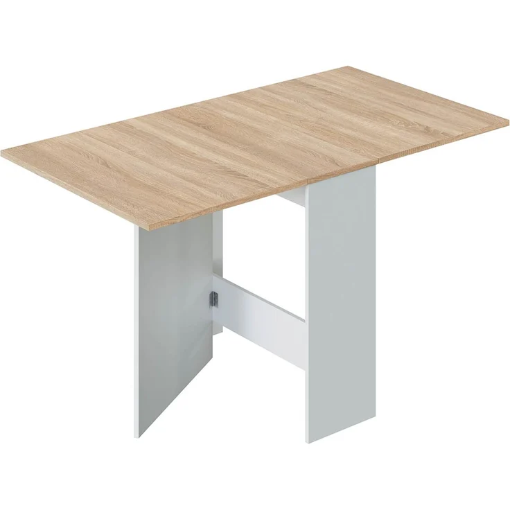 Habitdesign Fly Beistelltisch, Melamin, Weiß/Eiche, L31/140 x H78 x P77cm – Bild 1