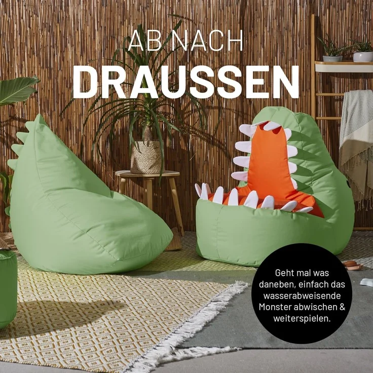 LUMALAND Kindersitzsack-Set "Dino" (2-tlg.) - indoor & outdoor - Pastell Grün – Bild 2