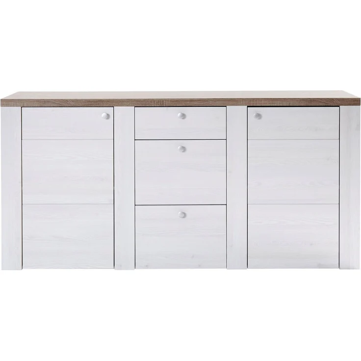 Home affaire Sideboard Larona, zeitlose Kommode mit 2 Türen, 3 Schubkästen, Türkommode, Höhe 84 cm, viel Stauraum, Anrichte mit dekorativer Rahmenoptik – Bild 2
