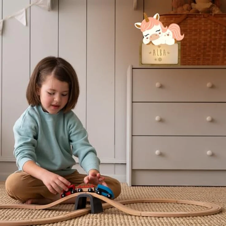 WONDEE Personalisierte Geschenke Baby, Nachtlicht Baby Einhorn, Geschenke zur Geburt, Taufgeschenke für Mädchen und Jungen Personalisierte - Nachttischlampe kinder, baby geschenk personalisiert – Bild 2