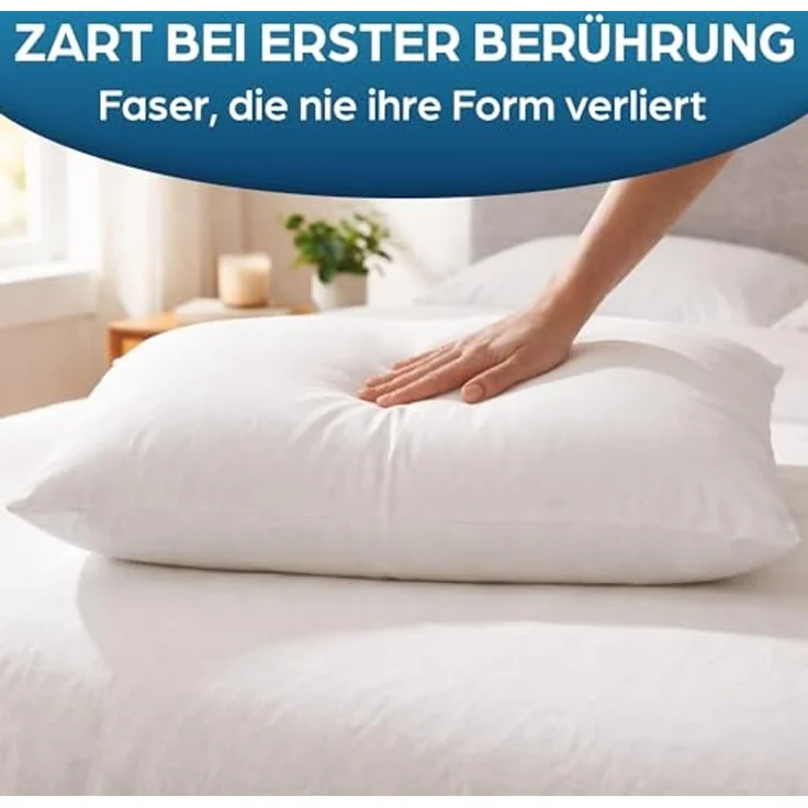 Flowen Kopfkissen 40x70 cm Kissen für Bett 40x70 2er Set Bettkissen Hypoallergene Anti-Milben Weiche Kissenfüllung mit Weicher Gesteppter Kopfkissenbezug 100% Polyester Schlafkissen – Bild 3