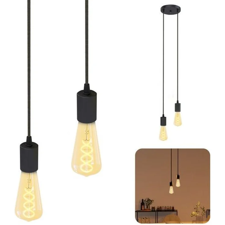 SSC-LUXon LED-Hängeleuchte PARU 2er Hängeleuchte inkl. E27 LED Glühbirnen dimmbar 3W, Extra Warmweiß – Bild 4
