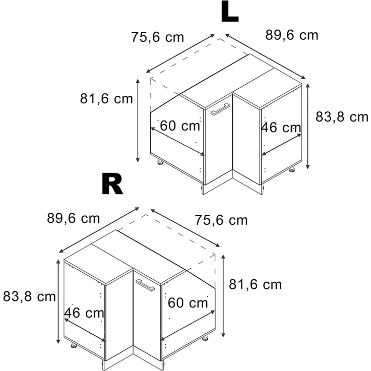 Dachschrägenschrank Eckschrank Rion Anthrazit Landhaus 75.6 x 81.6 cm mit 1 Tür, Schrankkorpus 60 cm Tiefe Vicco – Bild 2