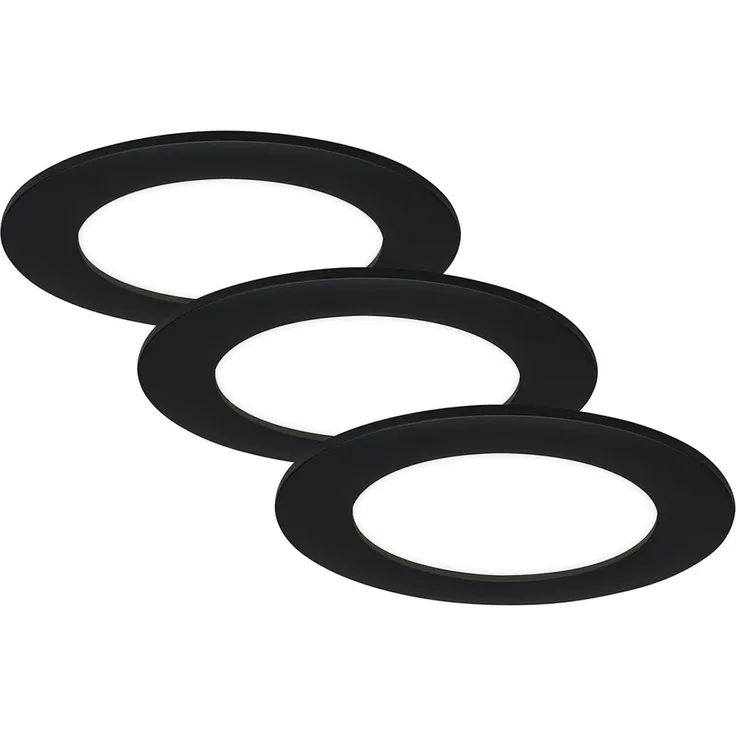 Di-Ka LED Einbauleuchte Flat-In 3er Set schwarz-matt Ø 12 cm 7 W
