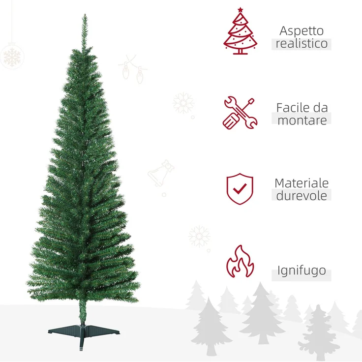 Rayofly-Schlanker künstlicher Weihnachtsbaum H150cm, 294 Zweige, Metallständer, grün – Bild 6