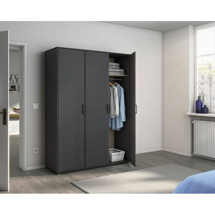 Rauch Möbel 'Voyager' Kleiderschrank, Holz, Grau Metallic, Zubehör Classic, Breite 140 cm | ohne Schubladen – Bild 5